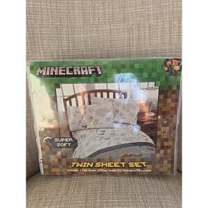 Mojang Minecraft Building Adventure Gaming Bedding Twin Sheets Grey 2018 NEW!